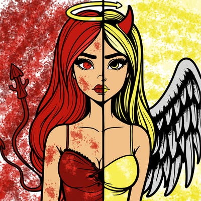 devil vs angel realistic girl