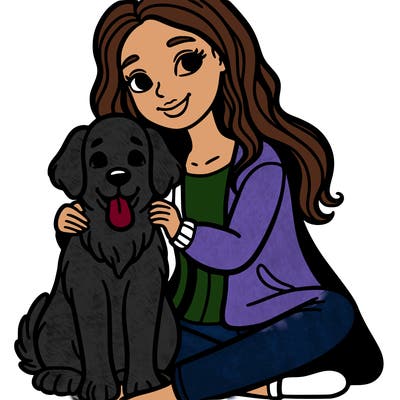 woman with her dog