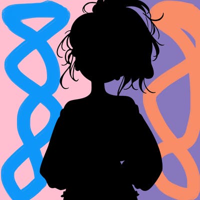 girl with a messy ponytail glasses a baggy crop top and jean shorts