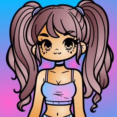 a pretty girl with pig tails and a crop top on