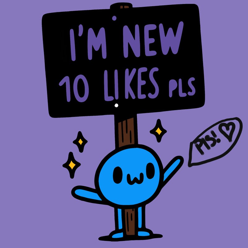 sign that says i’m new 10 likes pls