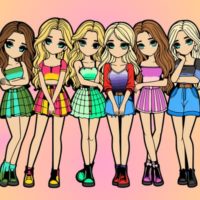 a group of girls realistic