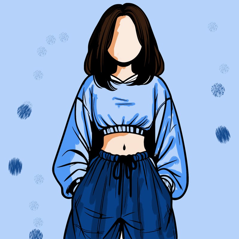 realistic girl faceless with baggy pants and a crop top