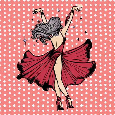 dancer dancing with a shimmery costume on realistic