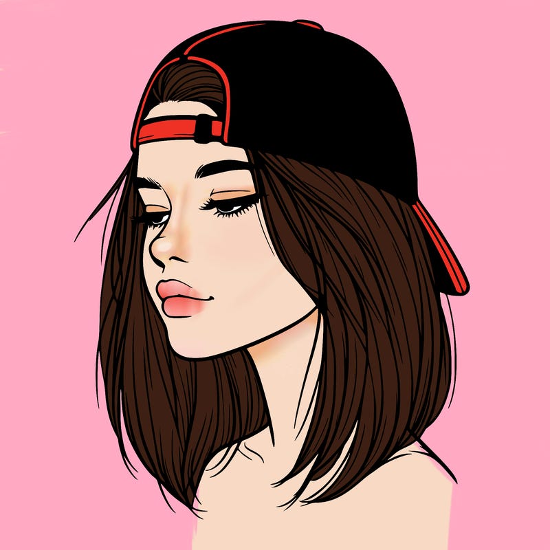 realistic  girl with a backwards hat