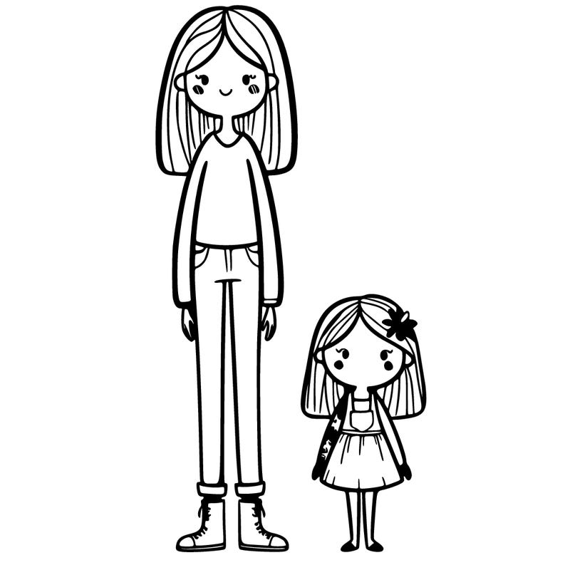 tall girl and small girl