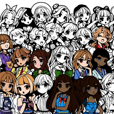 a lot of anime girls deferent