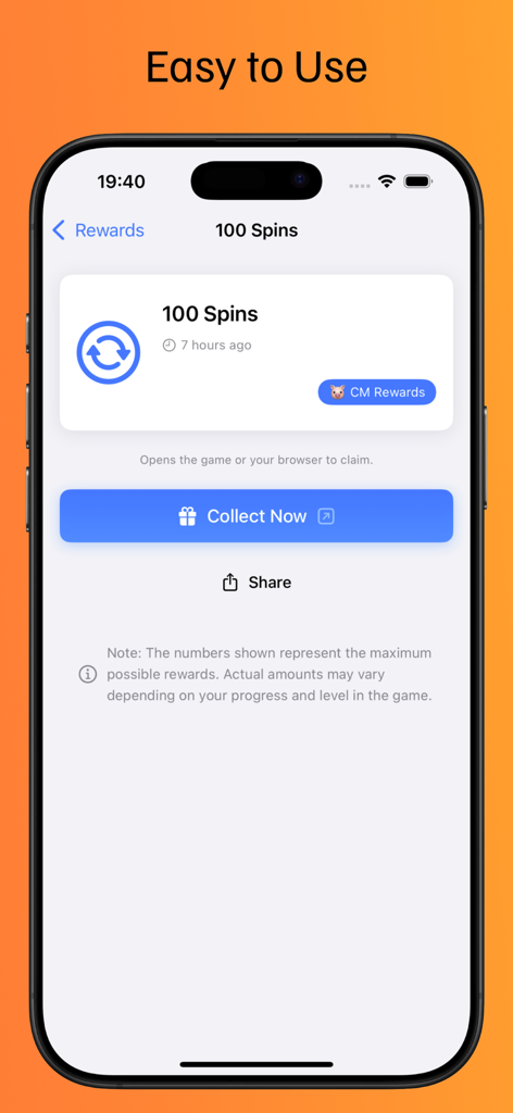 Rewards Master: Daily Bonuses - Daily bonus screen in Rewards Master app for claiming free spins in Coin Master