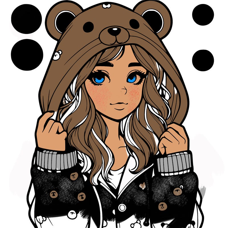 realistic girl in a animal pjs hoodie
