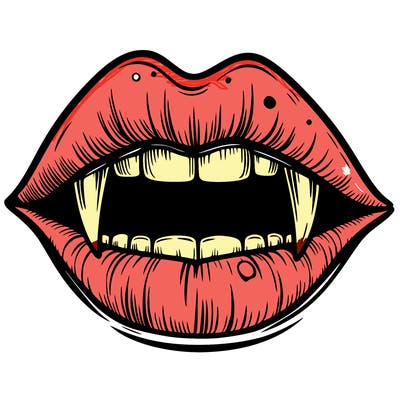 lips with vampire teeth