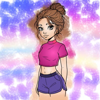 cute teen girl with high top shirt and shorts