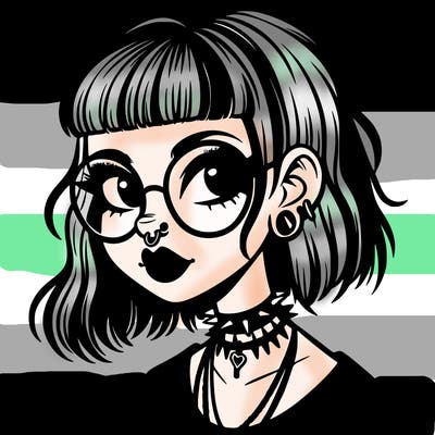 gothic girl with a mullet and glasses