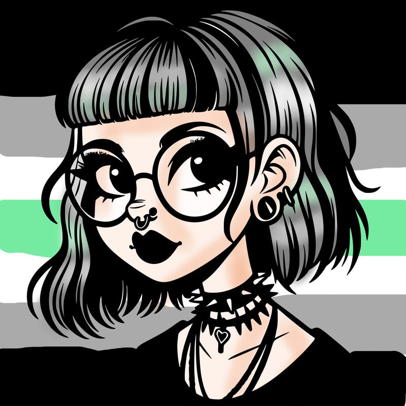 gothic girl with a mullet and glasses