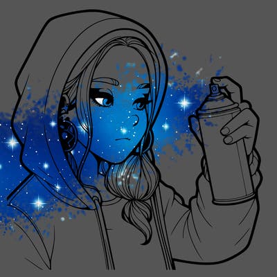 a realistic girl, spray painting