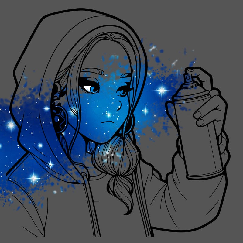 a realistic girl, spray painting
