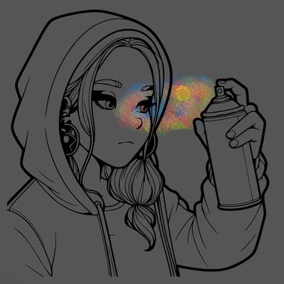 a realistic girl, spray painting