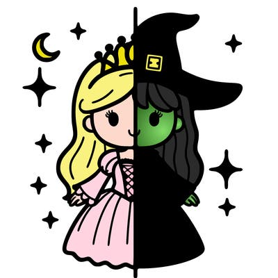 split princess and witch