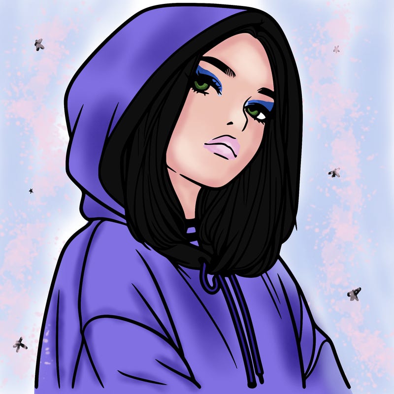 a realistic girl in a hoodie