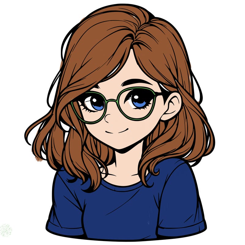 realistic girl with glasses