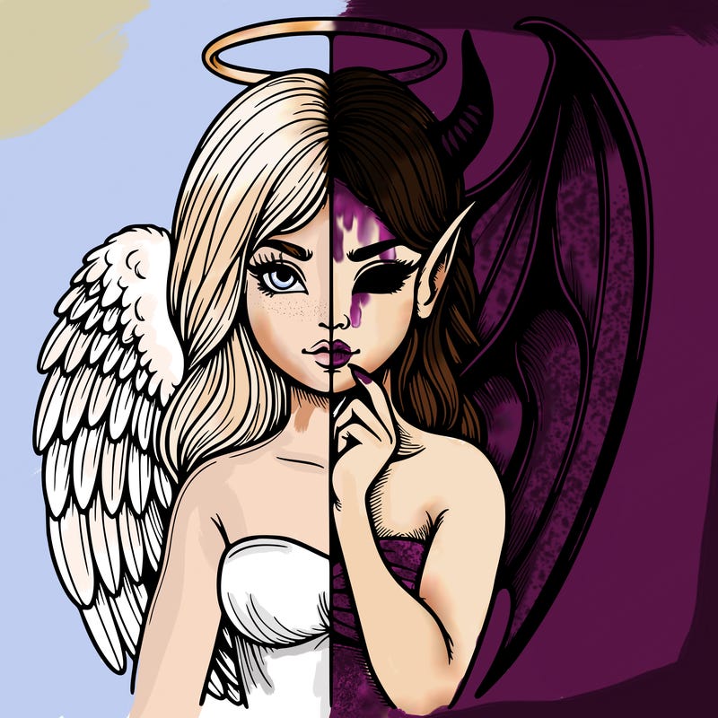 realistic angel half demon