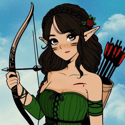 realistic elf girl with bow and arrows