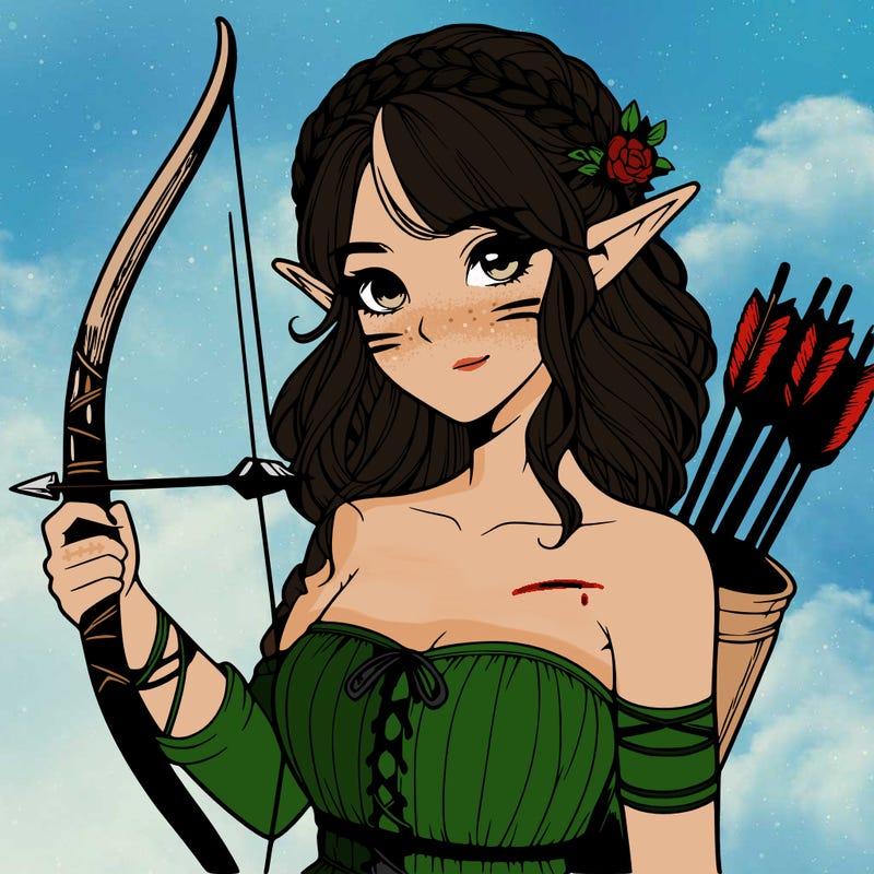 realistic elf girl with bow and arrows