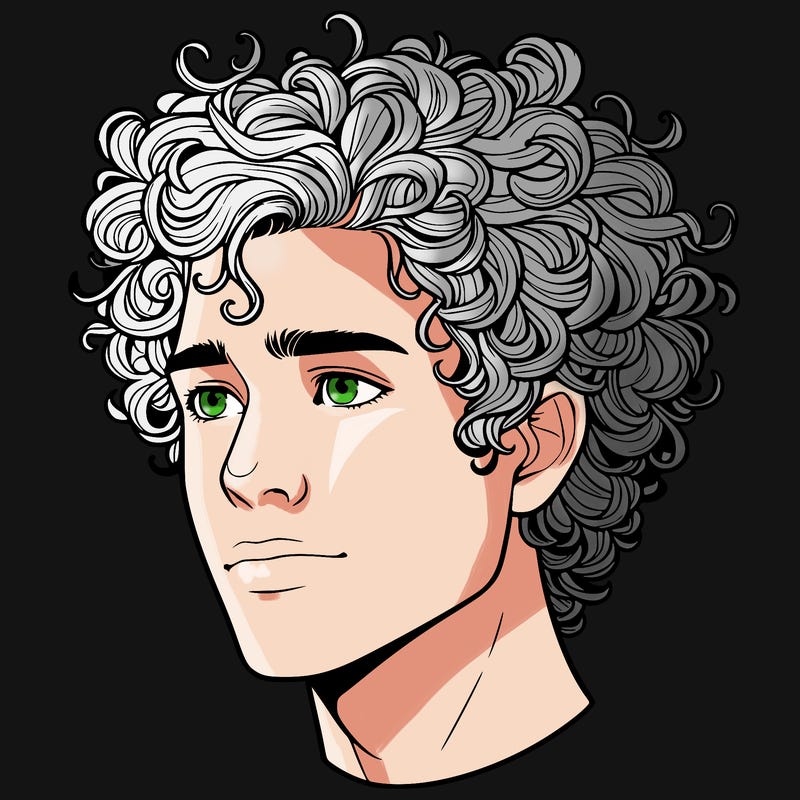 realistic guy with curly hair