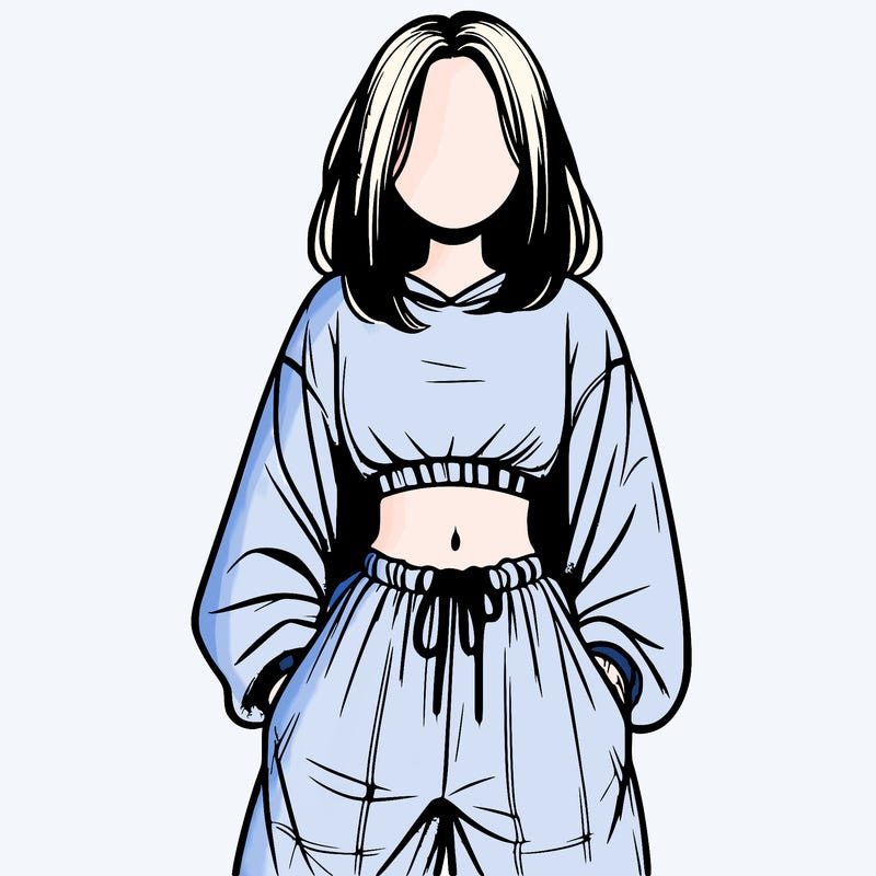 realistic girl faceless with baggy pants and a crop top