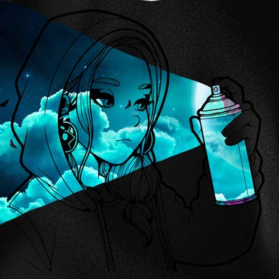 a realistic girl, spray painting