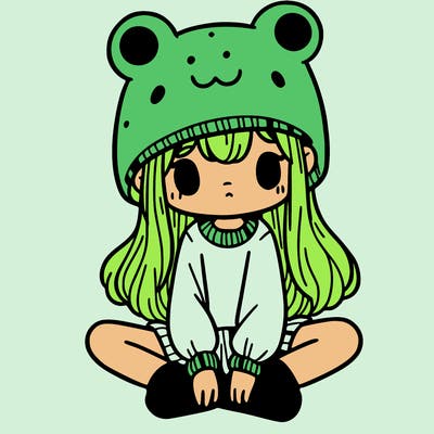 a girl wearing a frog hat and some frog socks