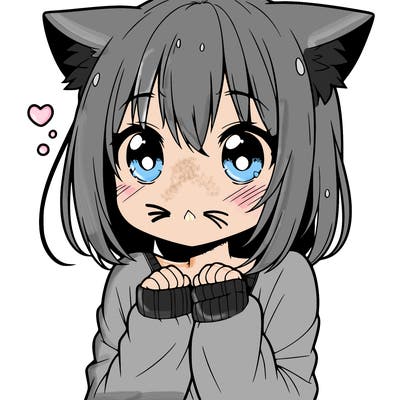 shy anime catgirl