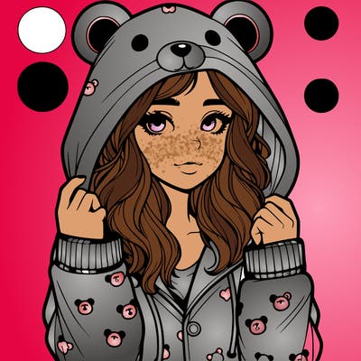 realistic girl in a animal pjs hoodie