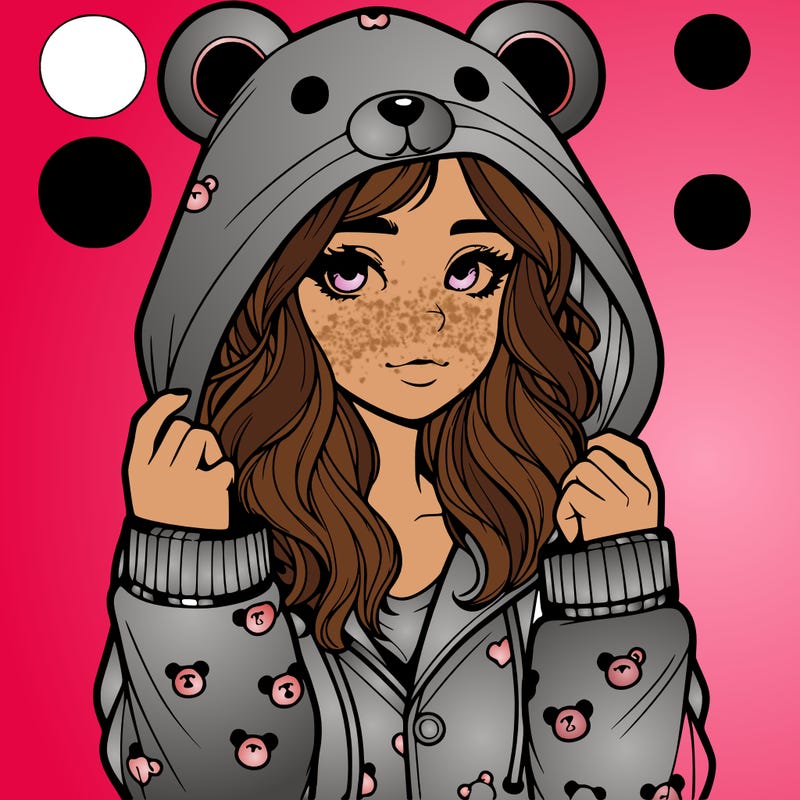 realistic girl in a animal pjs hoodie