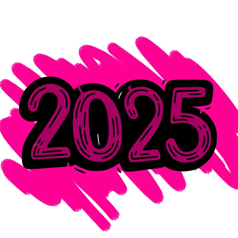one line scrawled numbers sketch design “2025”