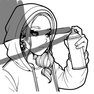 a realistic girl, spray painting