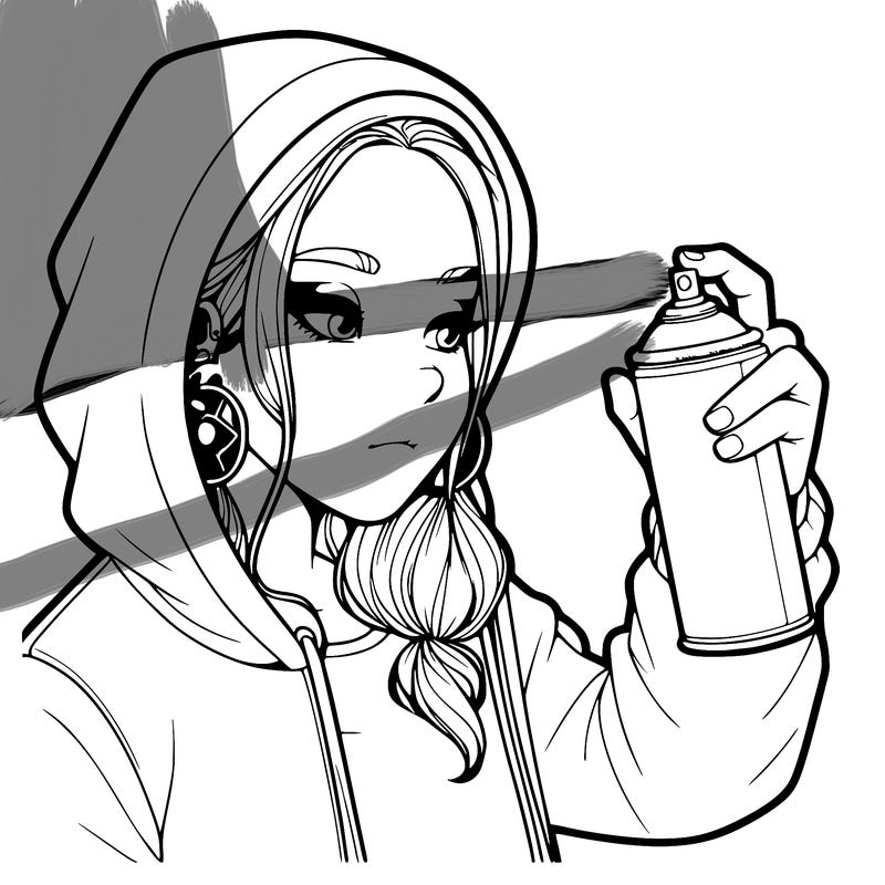 a realistic girl, spray painting