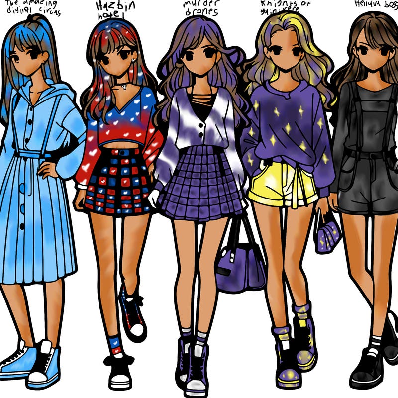 teen manga girls group of 5