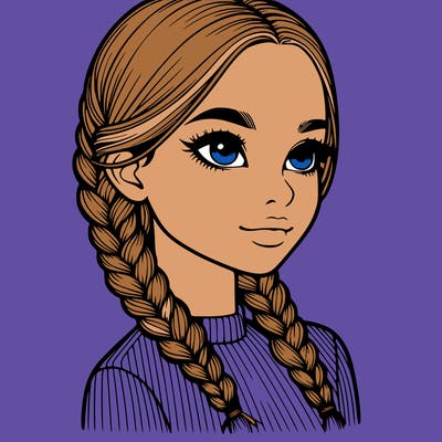 realistic girl with braids