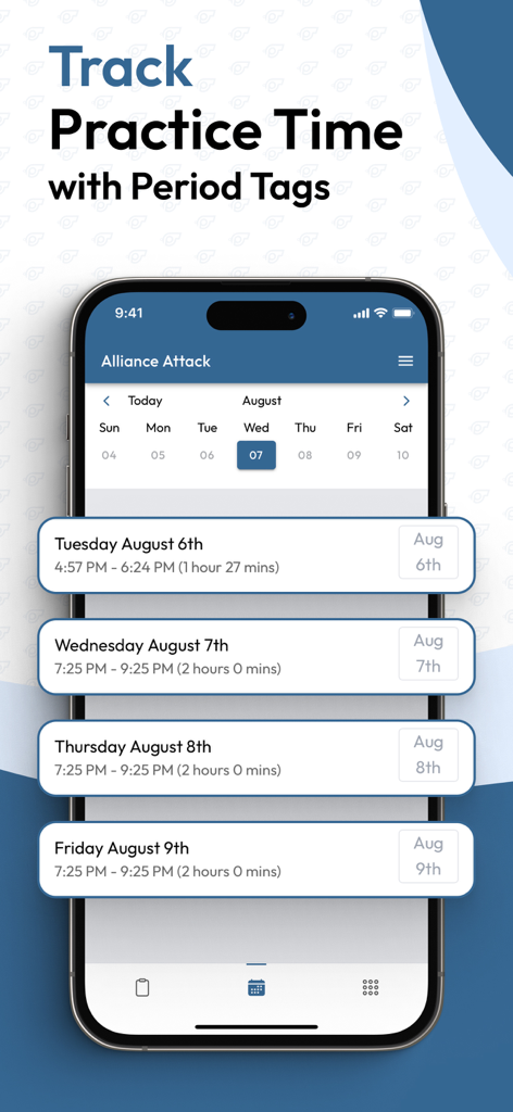 Practice Plan App - Practice Plan App screen showing sports practice sessions and durations