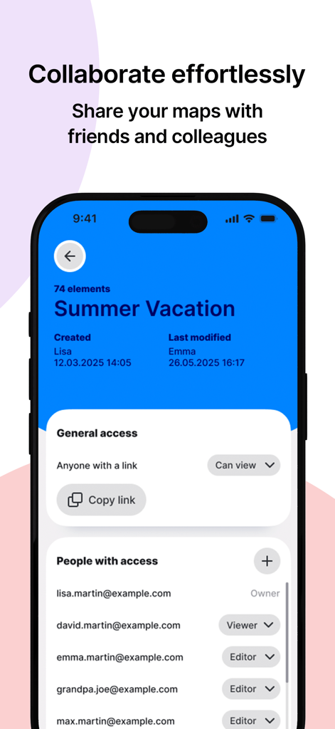 Mindly 2 – Mind Mapping - Interfaz de colaboración y uso compartido de proyectos en tiempo real en la aplicación de mapas mentales Mindly 2.