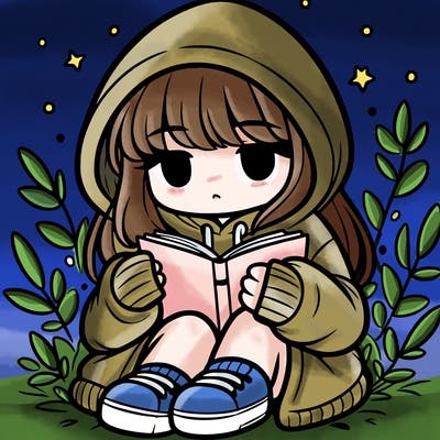 girl in oversized hoodie reading a book