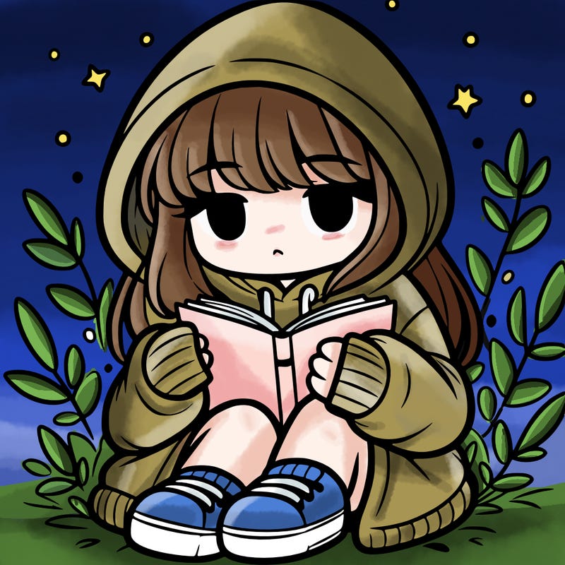 girl in oversized hoodie reading a book