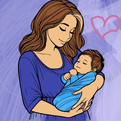 mother holding baby realistic