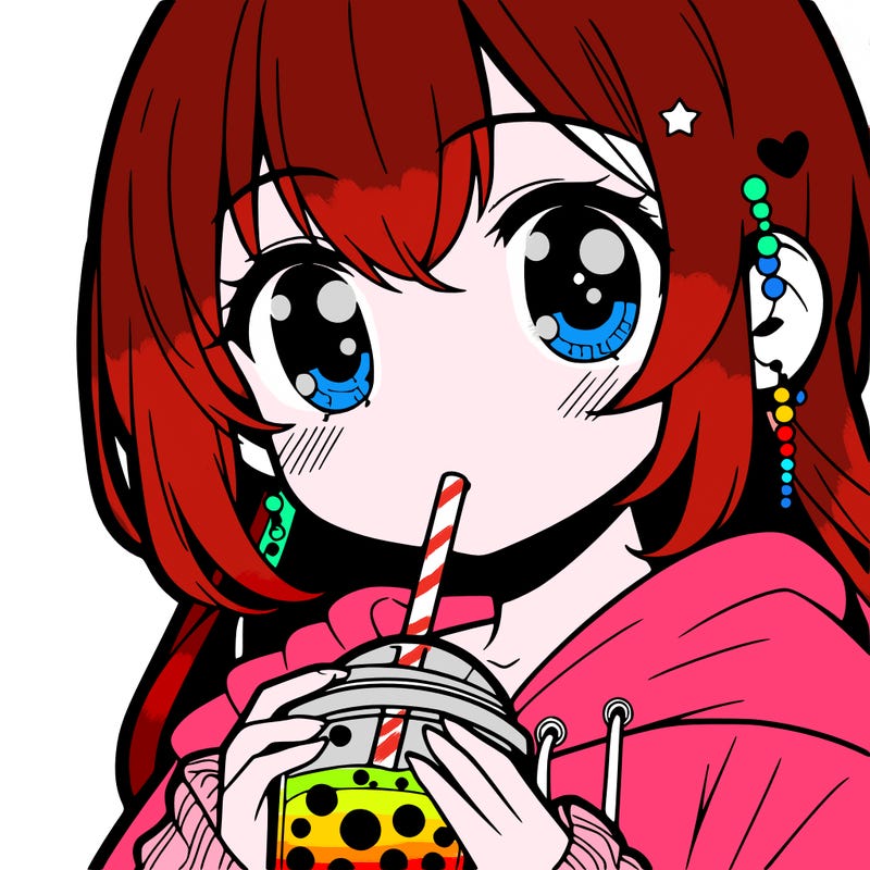 a anime drinking boba