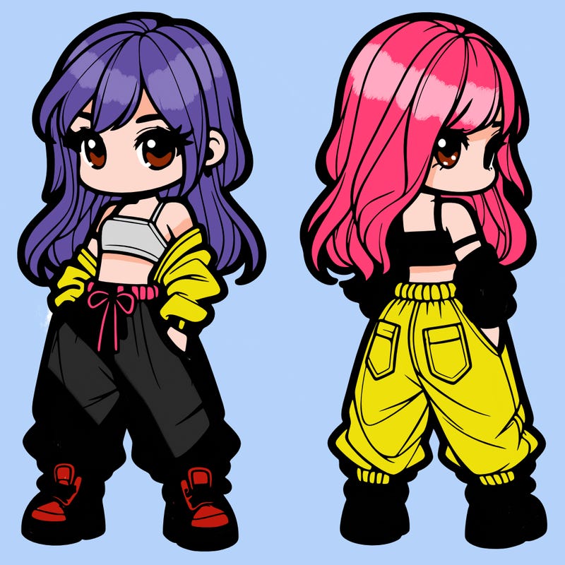 girl in crop top and baggy pants