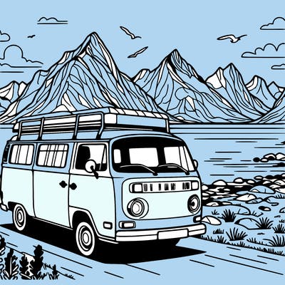 camper van on lofoten, norway
