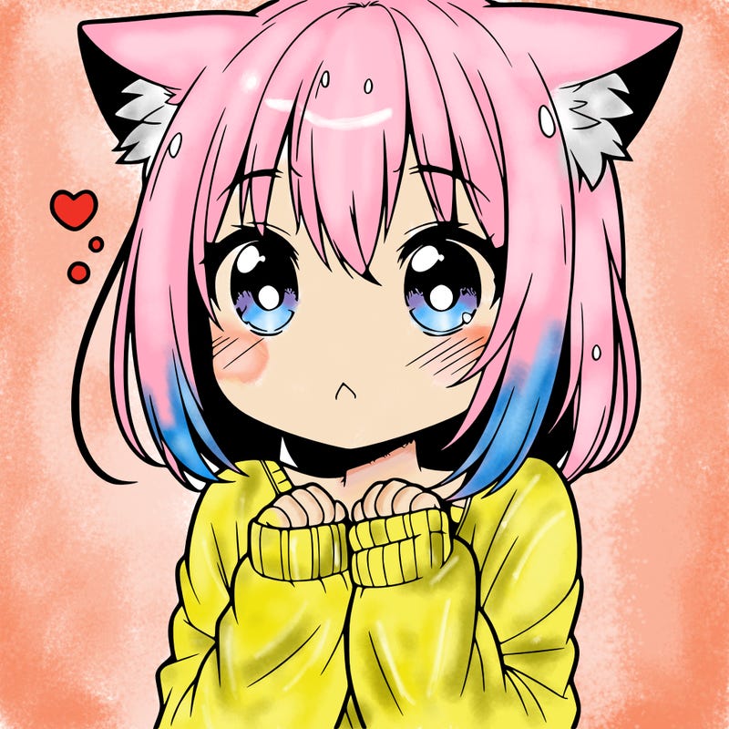 shy anime catgirl
