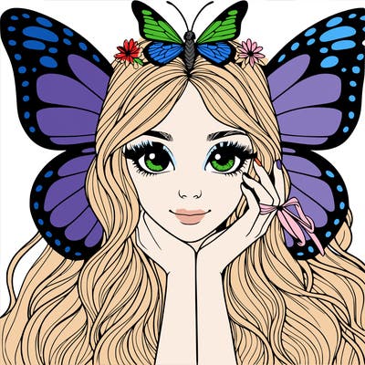 butterfly realistic girl