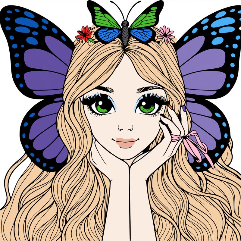butterfly realistic girl