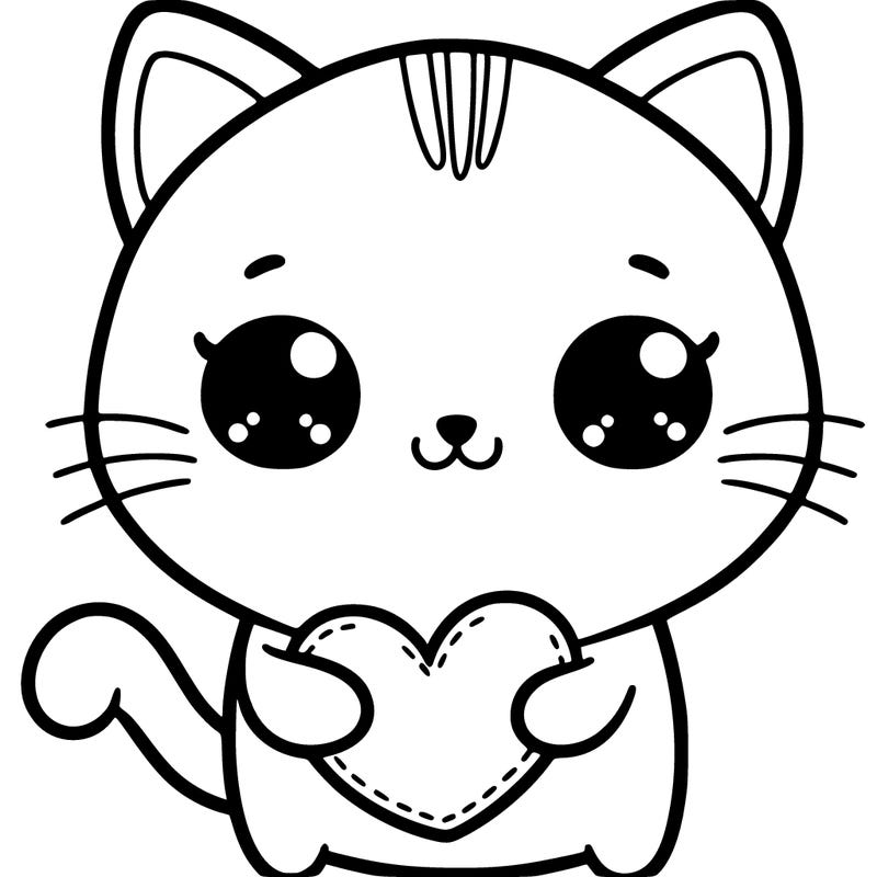 a cat holding a heart